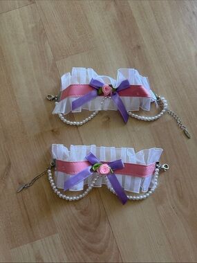 Dolls Kill White Ruffle Heaven Help Me Bracelet Set